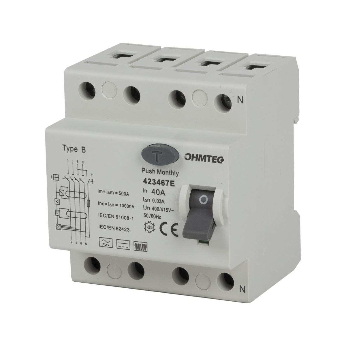 Interrupteur différentiel 3P+N 6kA, 40A type B Interrupteur différentiel 3P+N 6kA, 40A type B