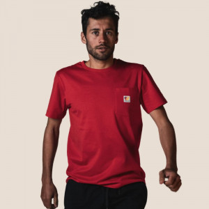 Tee-Shirt rouge coton organique avec poche FEROCE