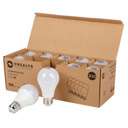 Lot de 10 Ampoules LED SMD E27 A60 9W Blanc chaud
