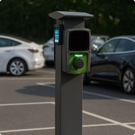 Borne de recharge véhicule électrique avec module de paiement par carte bancaire – 2 prises T2S 7,4 KW